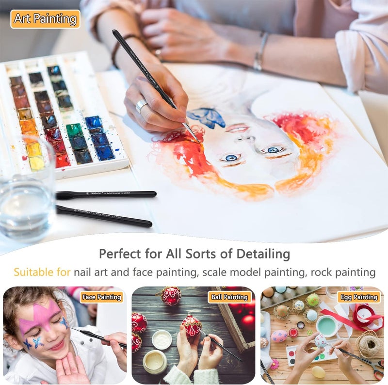 PANDAFLY Miniature Paint Brushes Drybrush Set, 12 Sizes Detail Paint Brush Set, Small Fine Detail Brushes for Acrylic, Watercolors, Oil, Paint by Number, Figurine - Image 3